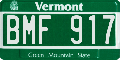 VT license plate BMF917