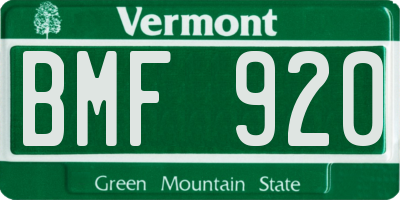 VT license plate BMF920