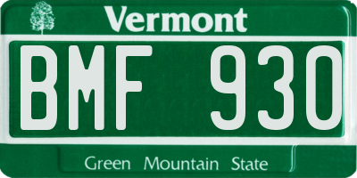 VT license plate BMF930