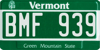 VT license plate BMF939