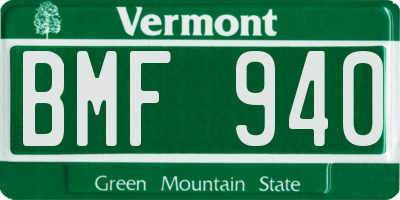 VT license plate BMF940