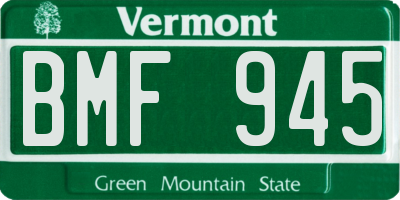 VT license plate BMF945