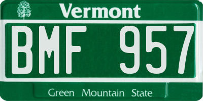 VT license plate BMF957