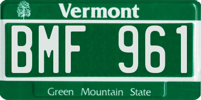 VT license plate BMF961