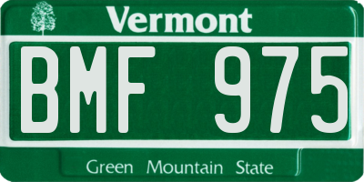 VT license plate BMF975