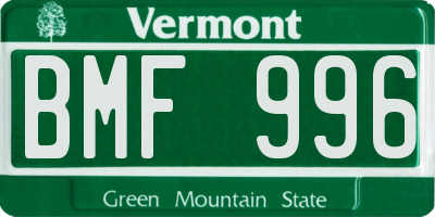 VT license plate BMF996