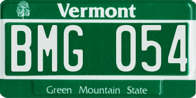 VT license plate BMG054