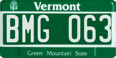 VT license plate BMG063