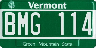 VT license plate BMG114