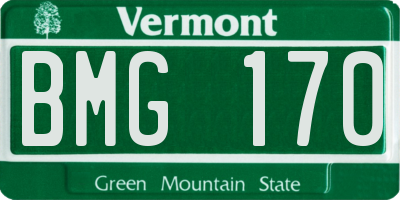 VT license plate BMG170