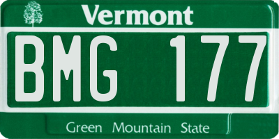 VT license plate BMG177