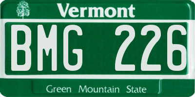 VT license plate BMG226