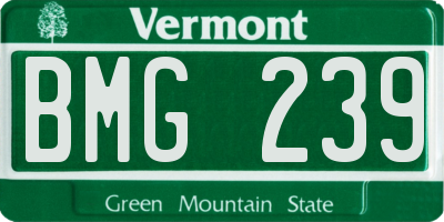 VT license plate BMG239