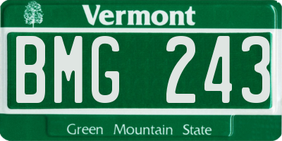 VT license plate BMG243