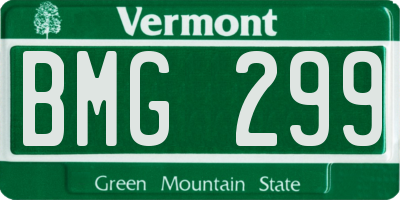 VT license plate BMG299