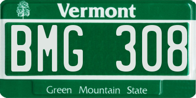 VT license plate BMG308