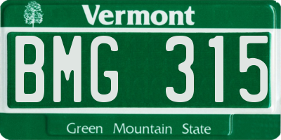 VT license plate BMG315