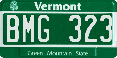 VT license plate BMG323