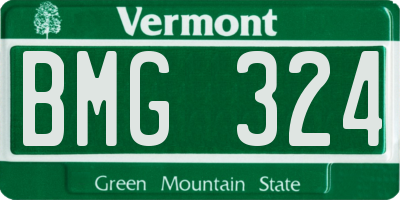 VT license plate BMG324