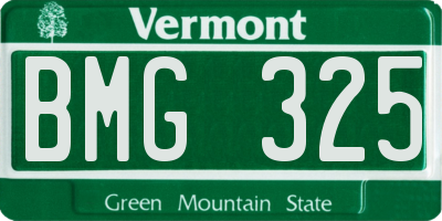 VT license plate BMG325