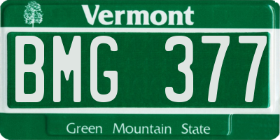 VT license plate BMG377