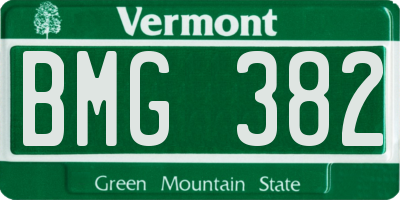 VT license plate BMG382