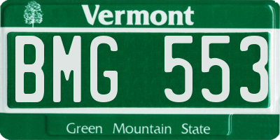 VT license plate BMG553