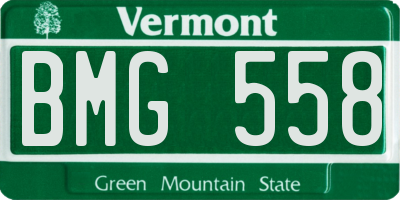 VT license plate BMG558