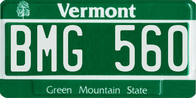 VT license plate BMG560