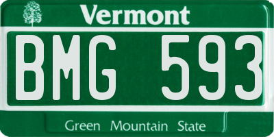 VT license plate BMG593