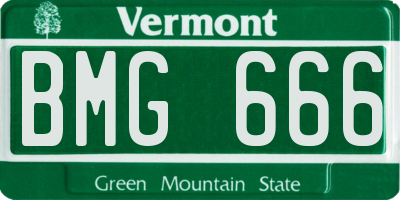 VT license plate BMG666
