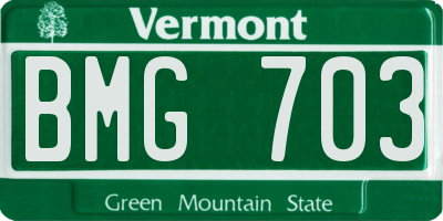 VT license plate BMG703