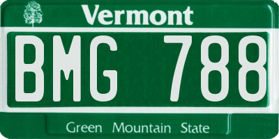 VT license plate BMG788