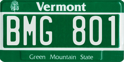 VT license plate BMG801