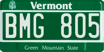 VT license plate BMG805