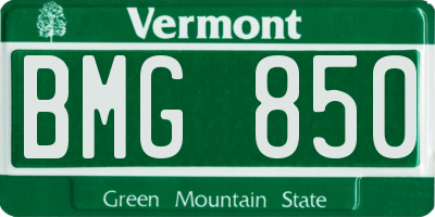 VT license plate BMG850