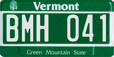 VT license plate BMH041