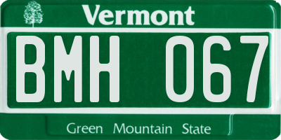 VT license plate BMH067