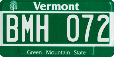 VT license plate BMH072