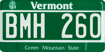 VT license plate BMH260