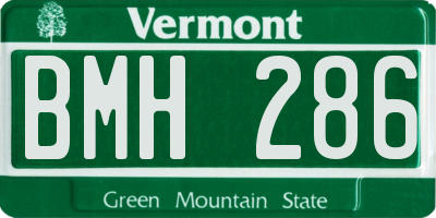 VT license plate BMH286