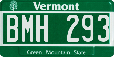 VT license plate BMH293