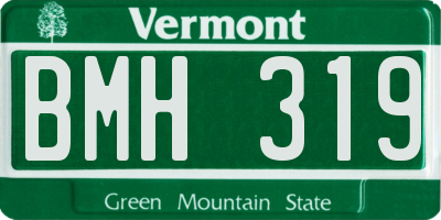 VT license plate BMH319