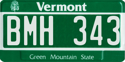 VT license plate BMH343