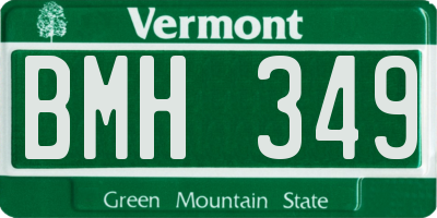 VT license plate BMH349