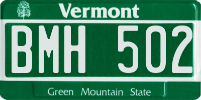 VT license plate BMH502