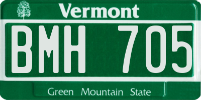 VT license plate BMH705