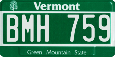 VT license plate BMH759