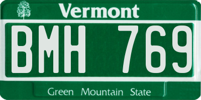VT license plate BMH769