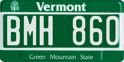 VT license plate BMH860